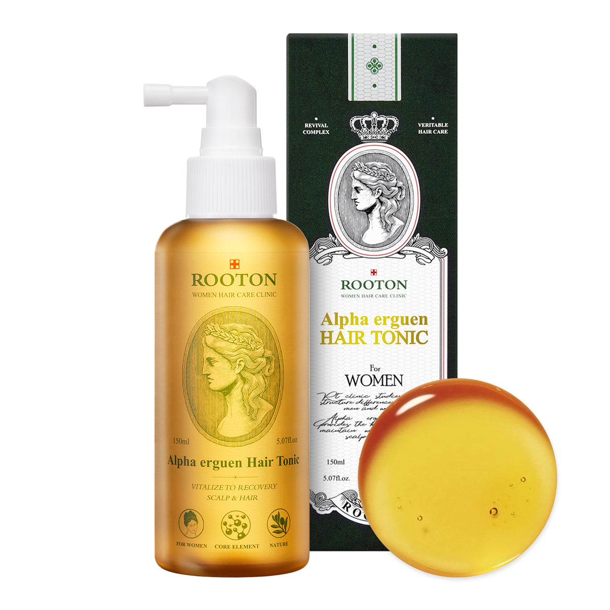 ROOTON Alpha Erguen Hair Tonic 5.07 fl.oz (150ml) – Women Vegan Formula for Anti Hair Loss