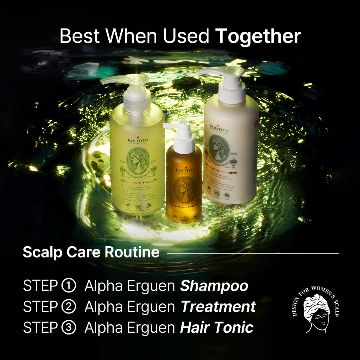 ROOTON Alpha Erguen Hair Tonic 5.07 fl.oz (150ml) – Women Vegan Formula for Anti Hair Loss