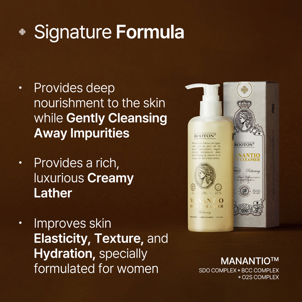 ROOTON Manantio™ Vegan Body Cleanser 10.14 fl.oz (300ml) – Women Soothing & Hydrating Vegan Formula with Centella & Oat Extract