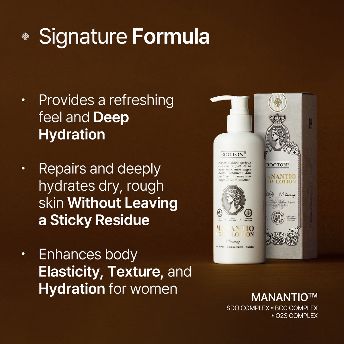ROOTON Manantio™ Body Lotion 10.14 fl.oz (300ml) – Women Vegan Body Lotion for Deep Moisture,