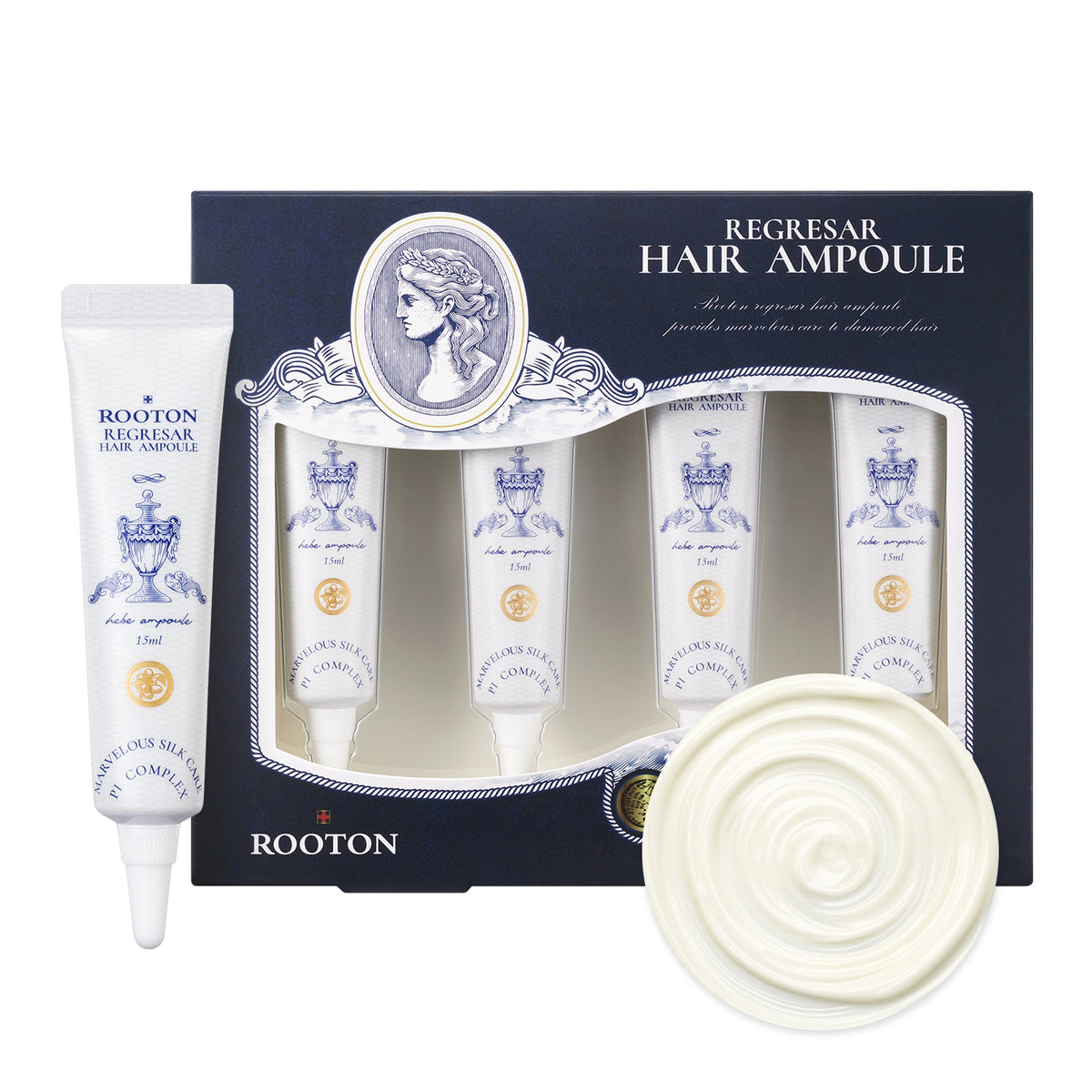 ROOTON Regresar™ Hair Ampoule 0.5 fl.oz × 4 (15 ml × 4ea) – Women Leave-On Protein Repair Ampoule for Damaged Hair