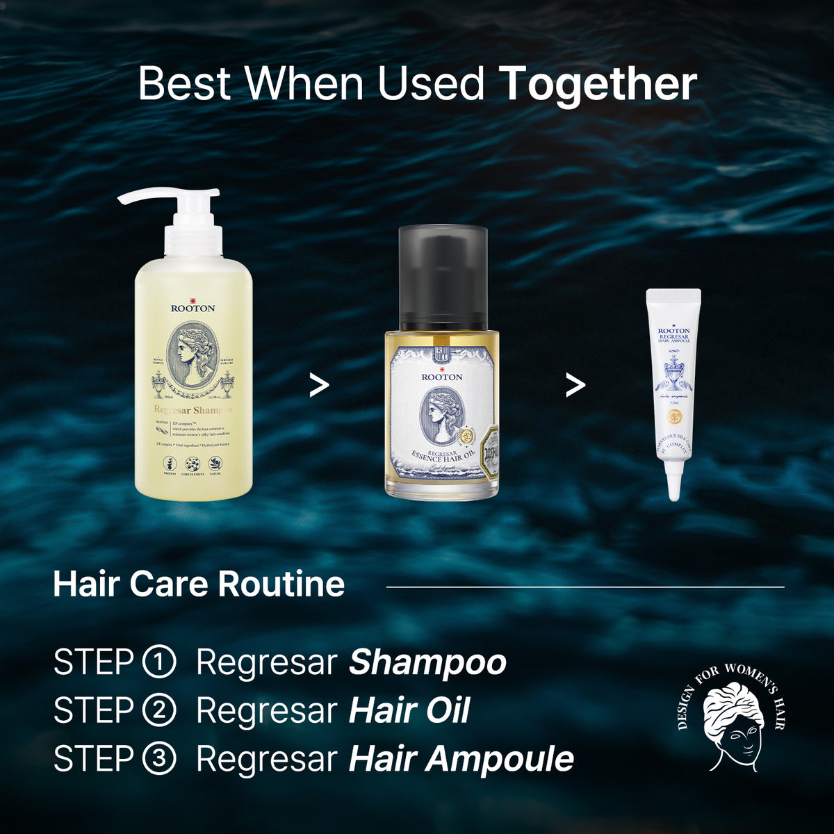 ROOTON Regresar™ Hair Ampoule 0.5 fl.oz × 4 (15 ml × 4ea) – Women Leave-On Protein Repair Ampoule for Damaged Hair