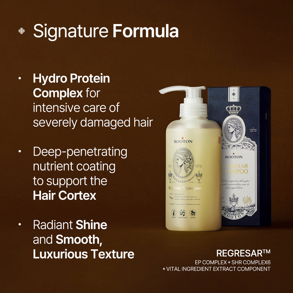 ROOTON Regresar™ Shampoo 16.9 fl.oz (500ml) – Women Protein Repair Formula for Damaged Hair