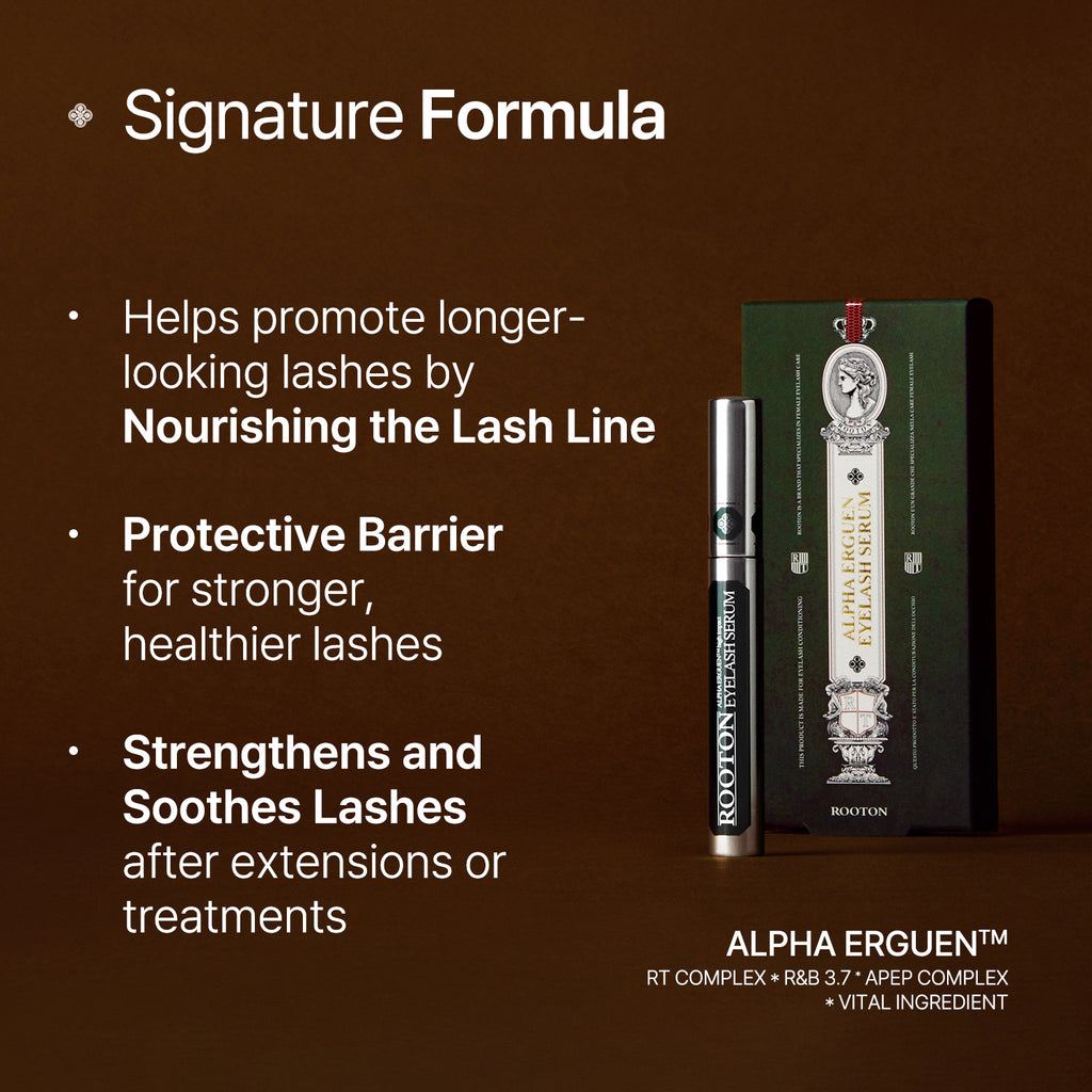 ROOTON Alpha Erguen™ Eyelash Serum 0.16 fl.oz (5ml) – Women Vegan Lash Growth Serum for 40% Length Increase