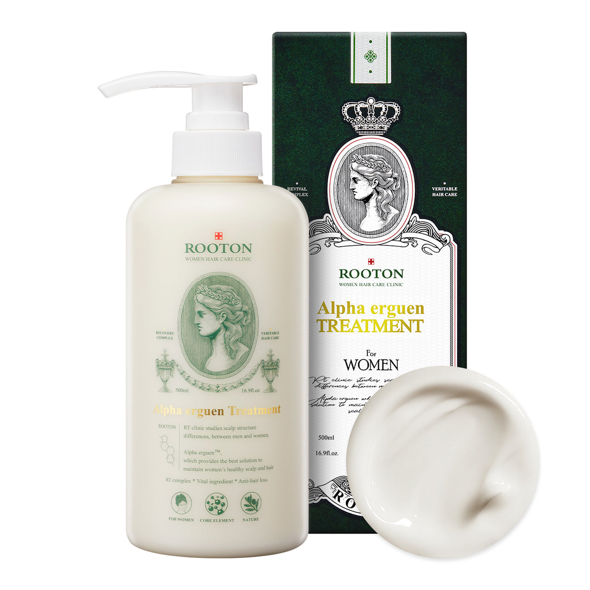 ROOTON Alpha Erguen™ Treatment 16.9 fl.oz (500ml) – Women Vegan Formula for Hair Cortex Repair